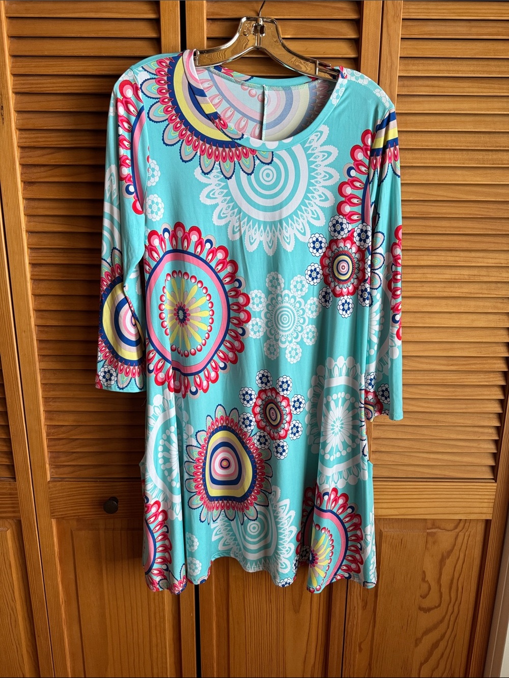 Women's Aqua Floral Medallion Dress